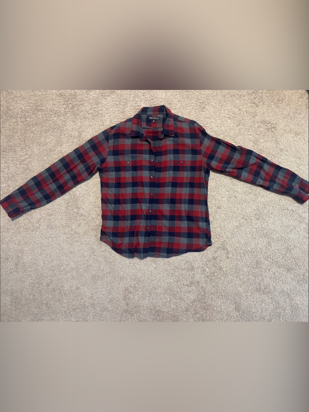 J. Crew Factory Men’s Plaid Button-Down Shirt in Red & Blue